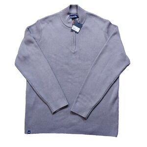 MIZZEN + MAIN Hillcrest 1/4 Zip Men's Large Pullover Sweater Grey Solid  $168.00